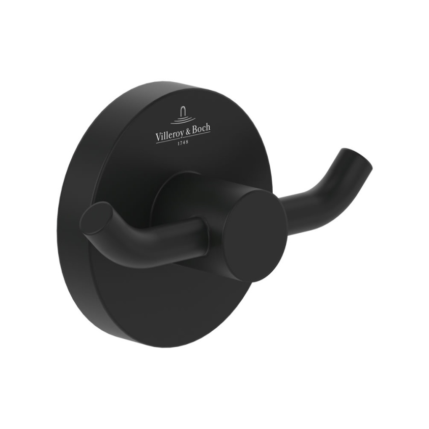 Cutout image of Villeroy & Boch Elements Tender Matt Black Double Robe Hook